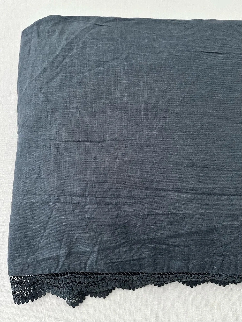 Studio McGee Threshold Navy Lace Border Cotton Slub Duvet Cover
